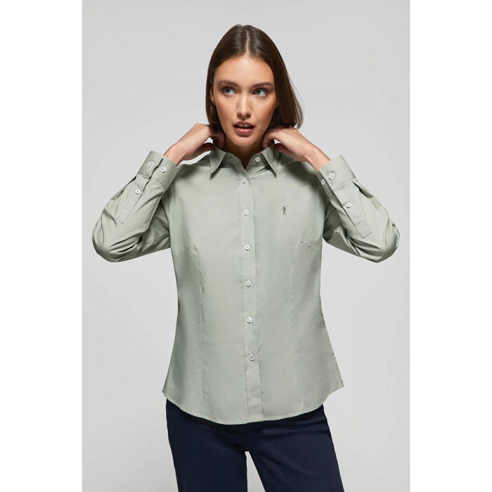 Camisa de popelín Slim Fit verde jade con bordado Rigby Go