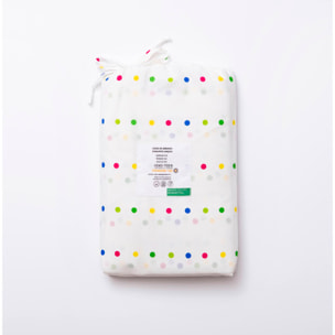 Set 3pc cama (sábana bajera 140x200+30cm + sábana encimera 240x240cm + funda almohada 45x115cm) rainbow benetton 70%algodón + 30% poliéster