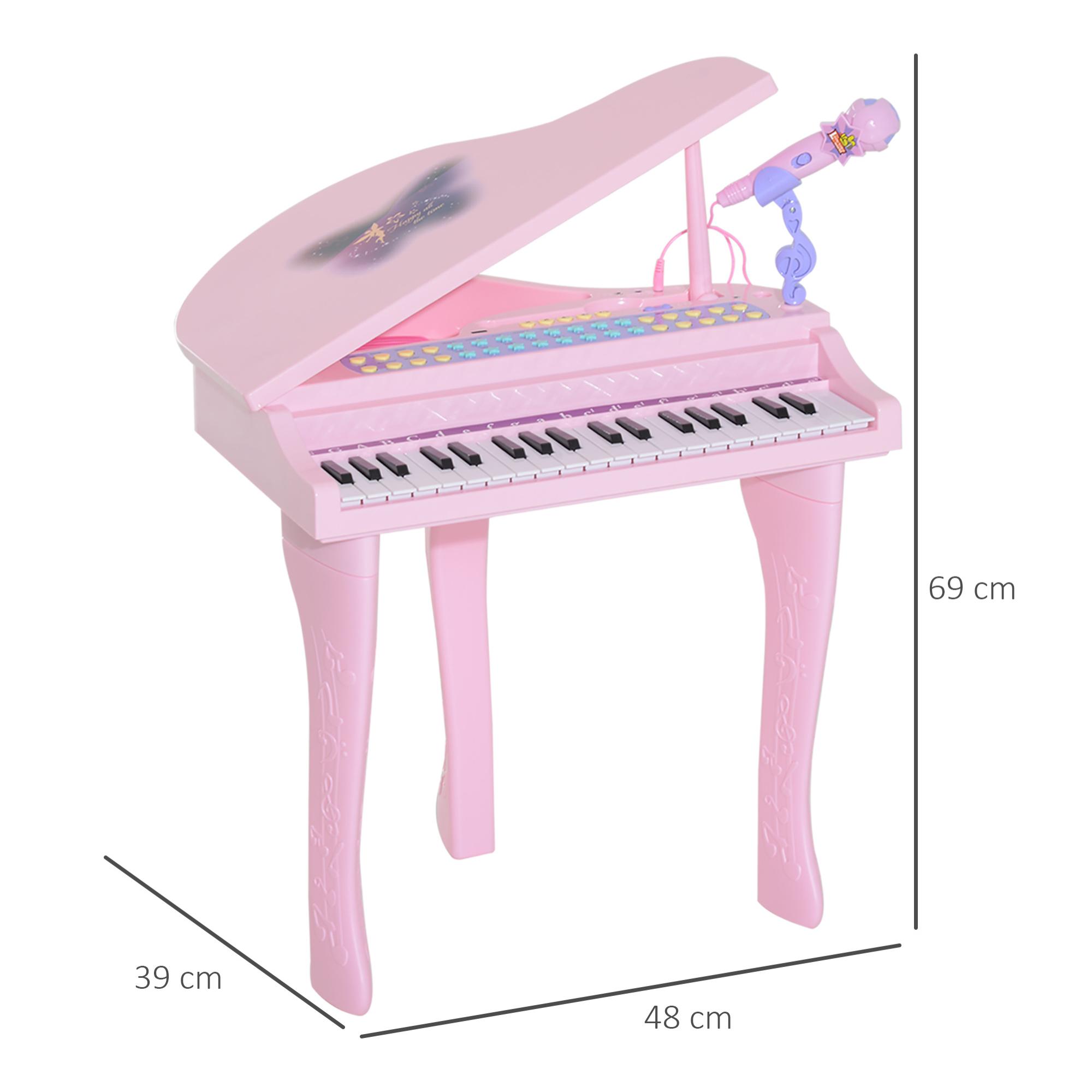 Piano à queue électronique 37 touches multifonctions avec micro haut parleur rose