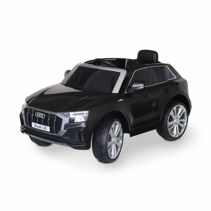 AUDI Q8 Noir voiture électrique 12V. 1 place. 4x4 pour enfants avec autoradio et télécommande