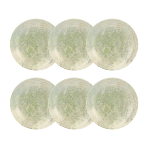 Lot de 6 assiettes creuses en porcelaine verte 21cm NATURA