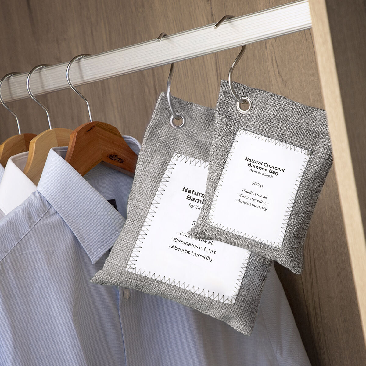 Ensemble de Sacs Purificateurs d’Air avec Charbon Actif Bacoal InnovaGoods (pack de 2)