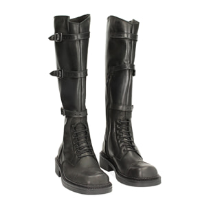 Botas de combate de cuero negro