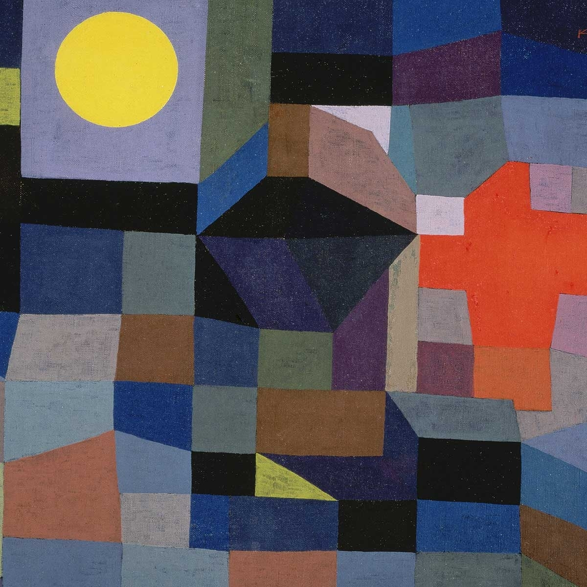 Poster Feu par pleine lune par Paul Klee Affiche sous cadre bois