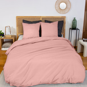 Drap housse percale de coton 65 fils 140x190cm rose the