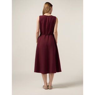Oltre - Vestito misto lino con tintura gioiello - Bordeaux