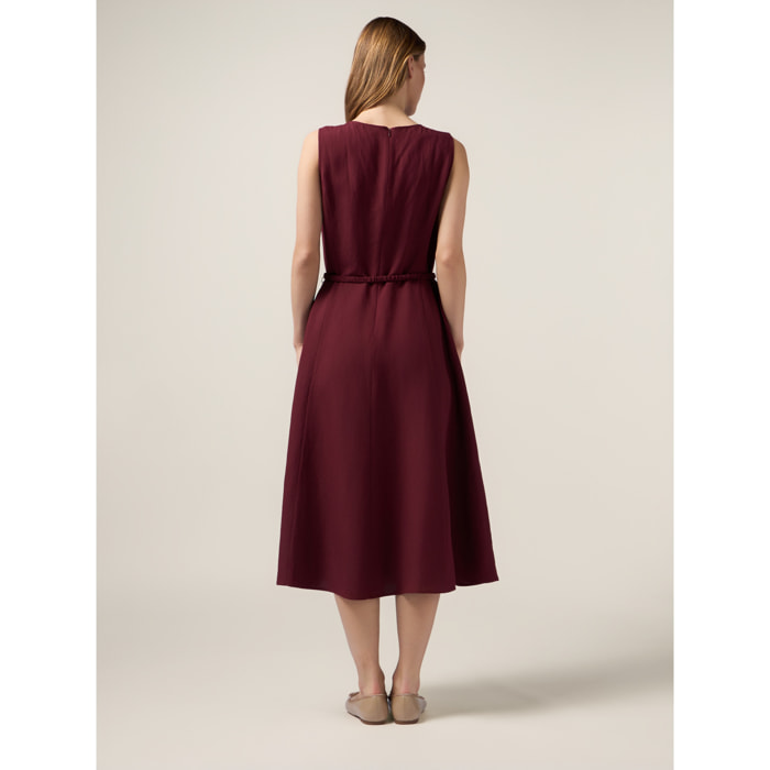 Oltre - Vestito misto lino con tintura gioiello - Bordeaux