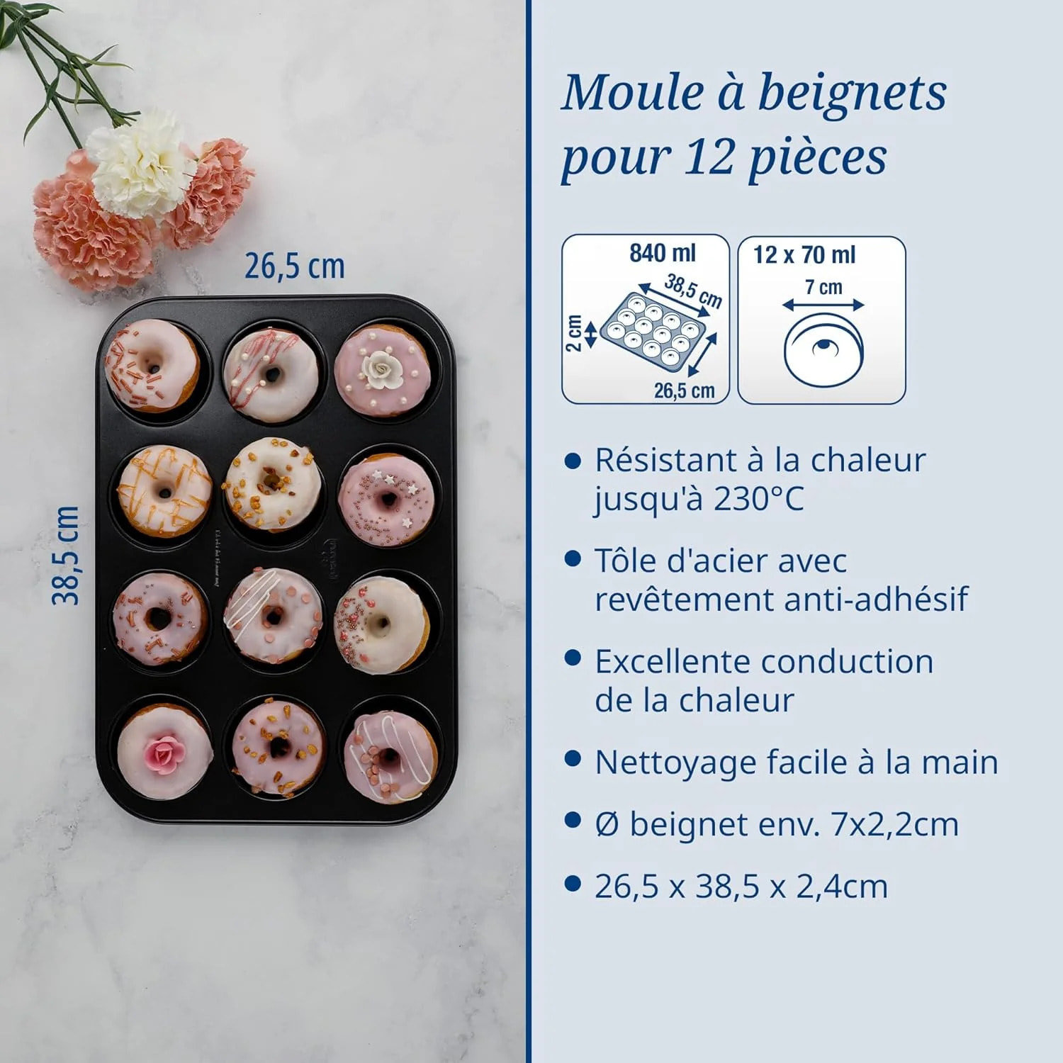 Moule donut et bagel 12 empreintes 26,5 x 38,5 cm Dr. Oetker Tradition