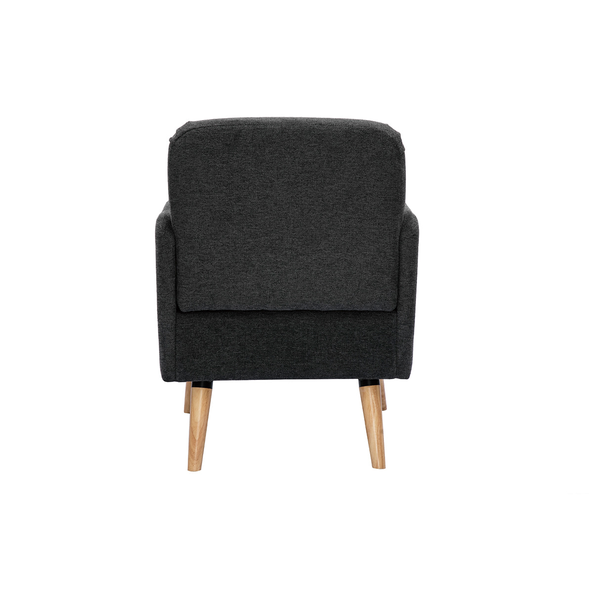 Fauteuil scandinave en tissu effet velours texturé gris foncé et bois clair ISKO