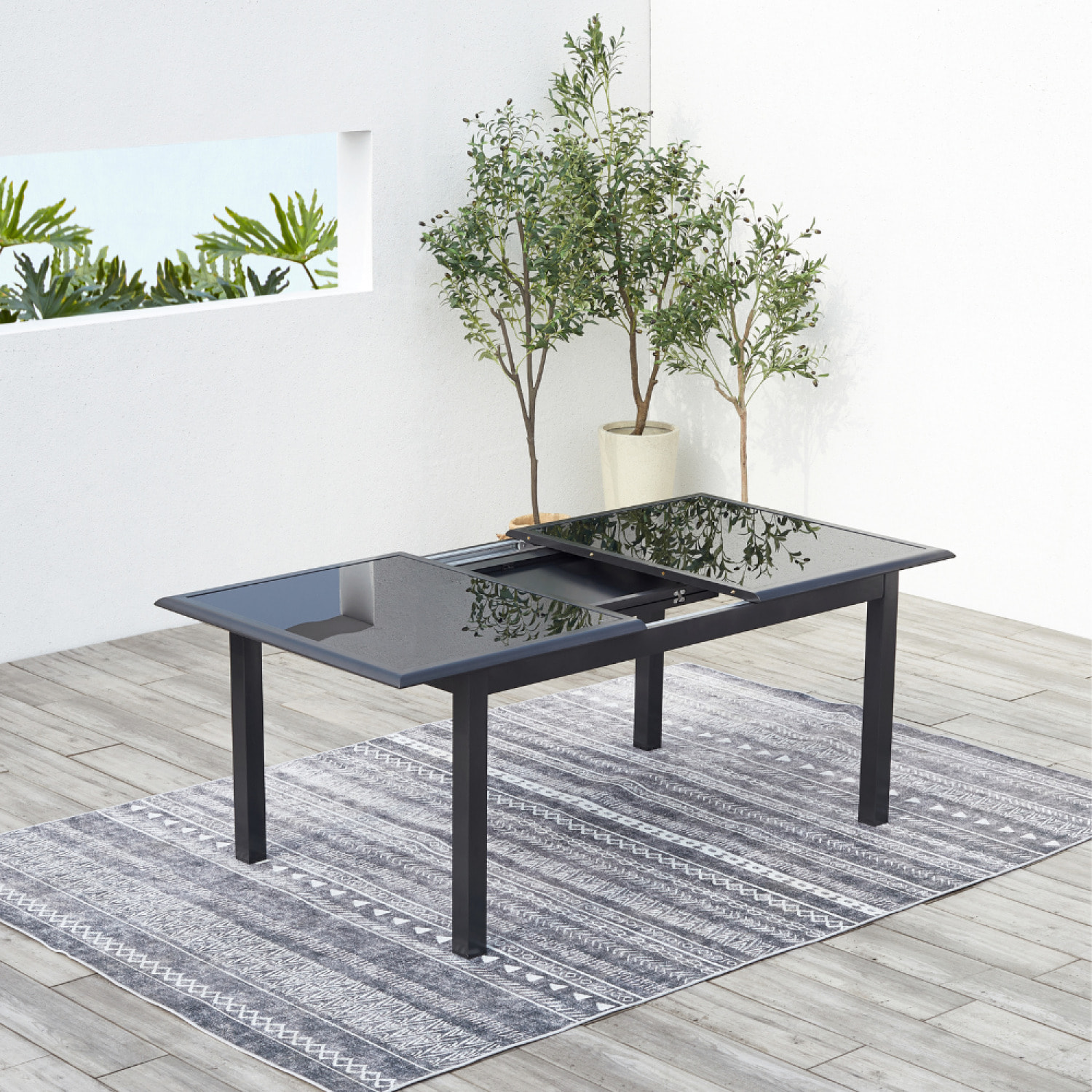 Table de jardin et 8 chaises en aluminium gris BAFFADI