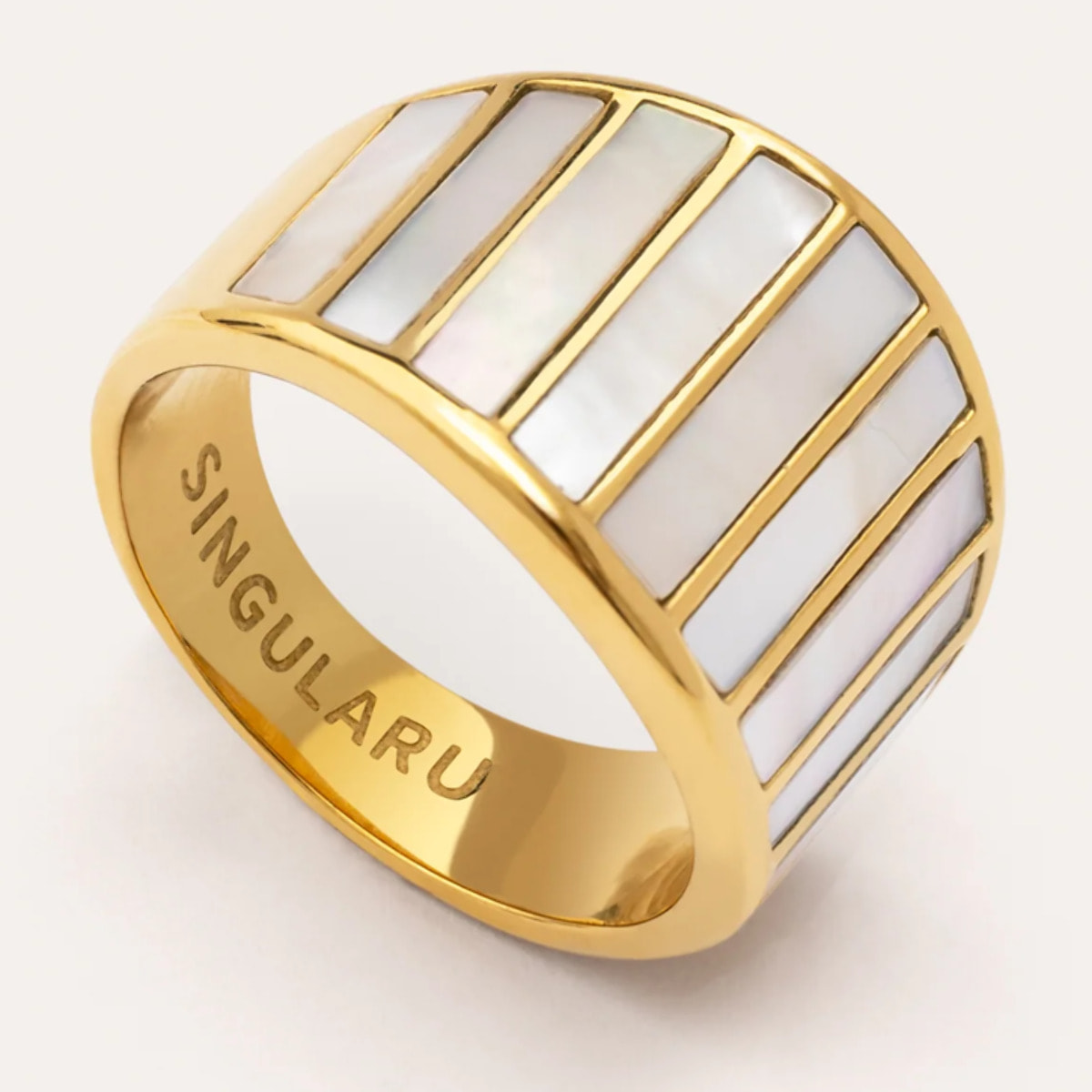 Anillo Siren Shells Acero Baño Oro