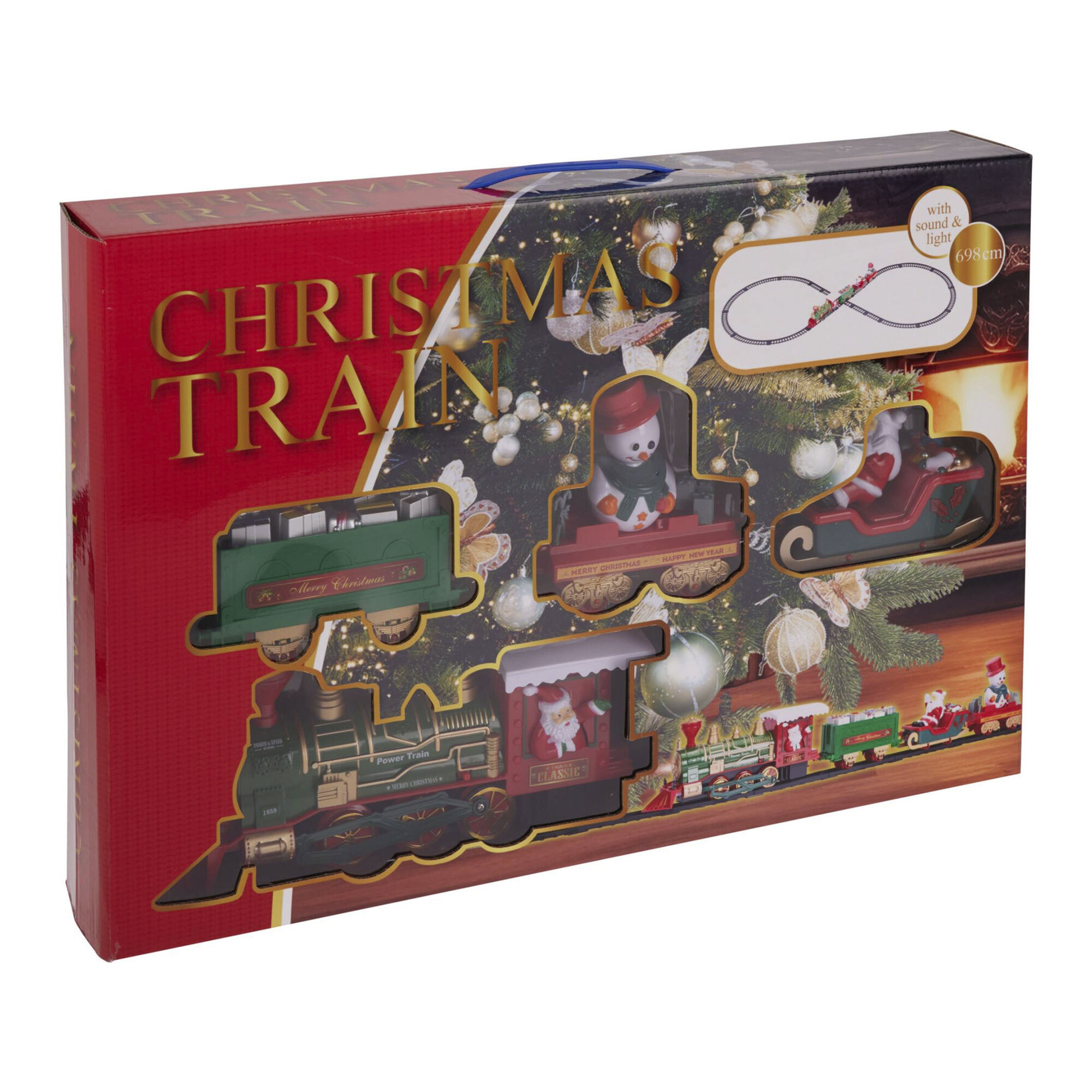 Juego de tren de navidad de 39 piezas con luces y sonidos con una vía de 698cm