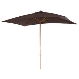 Sombrilla tipo Parasol Mástil de Madera 2x3 m Chocolate