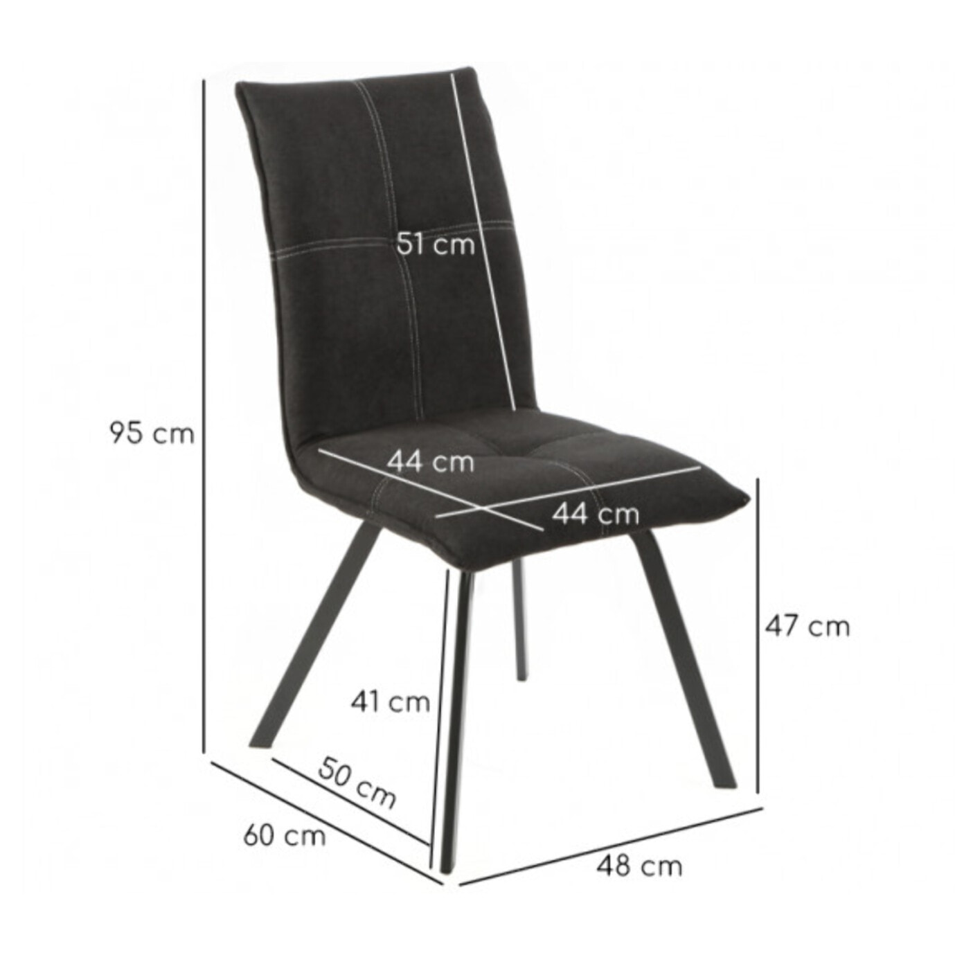 Chaise design en tissu & métal - JADE