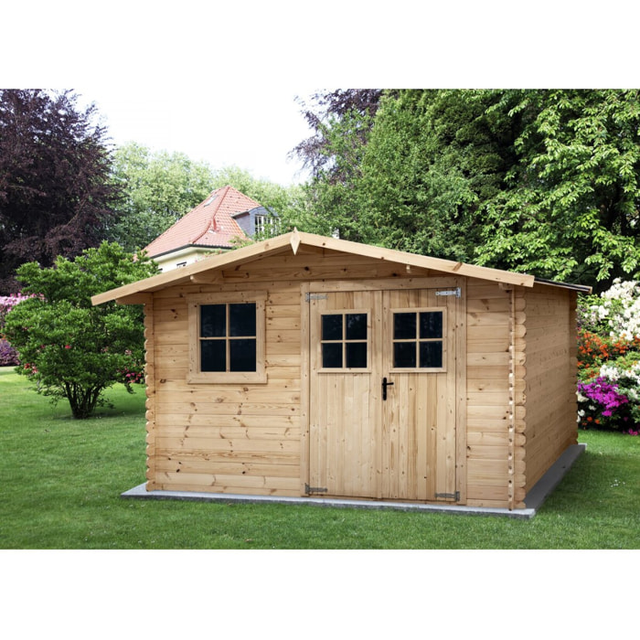 Abri de jardin en bois 14m² "Oz" - 388 x 298 x 225 cm - 28 mm