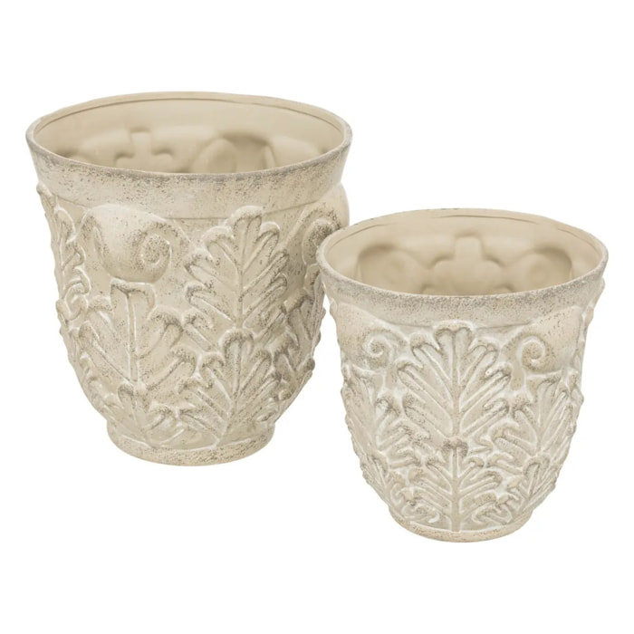 Set de 2 cache-pots Little cottage céramique D29/35cm