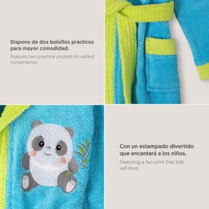 Albornoz Infantil Panda Turquesa