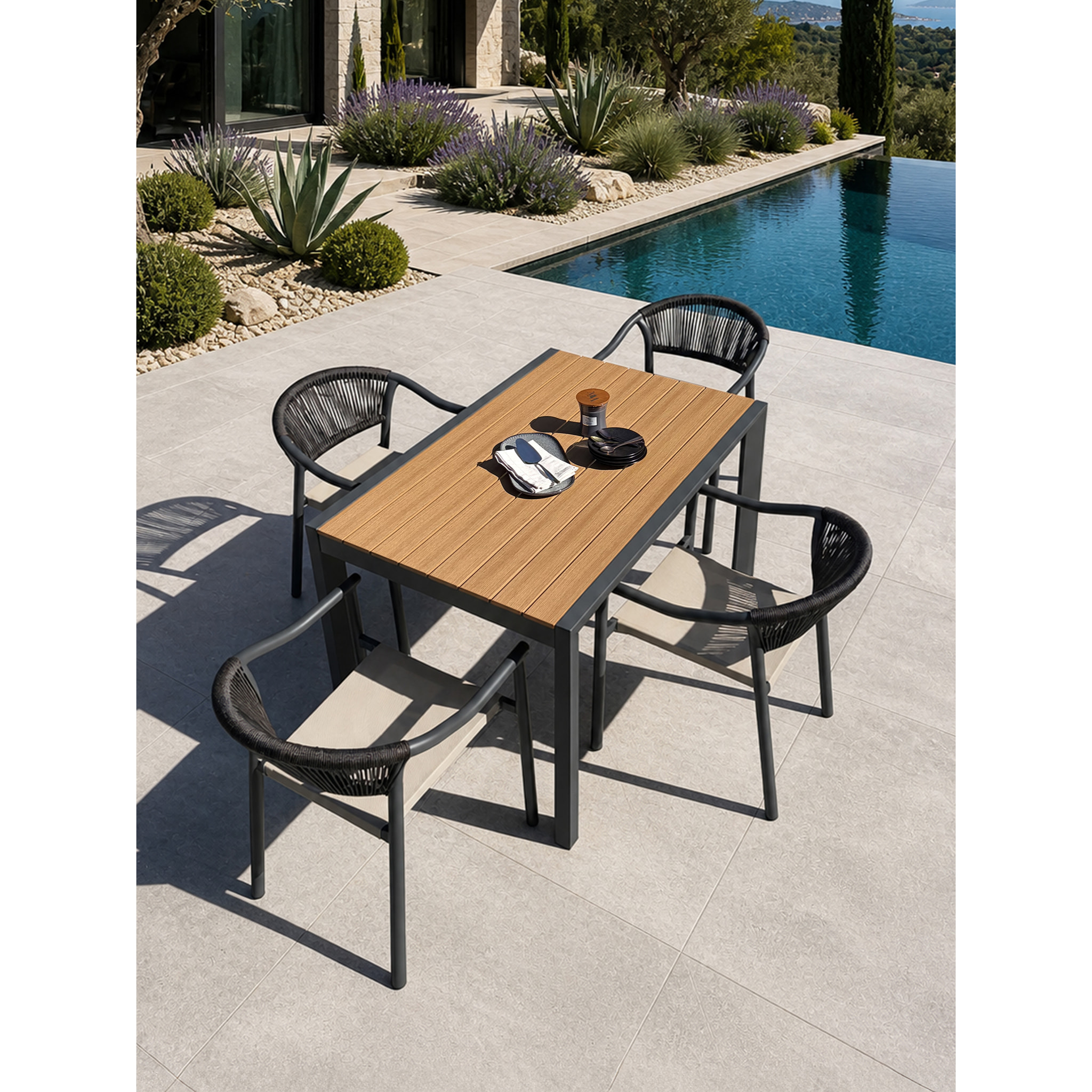 TONGA - Ensemble repas de jardin 4 places en alu
