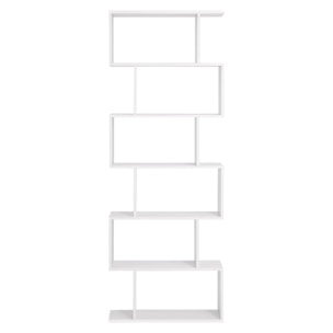 Libreria a zig-zag moderna bianca a 6 ripiani