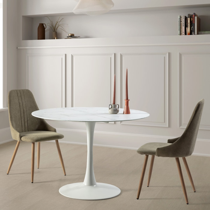 Table à manger ronde effet marbre 4 pers. - PRIMA