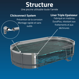 Bestway Piscine hors sol tubulaire ovale Bestway Steel Pro Max 427 x 250 x 100 cm gris