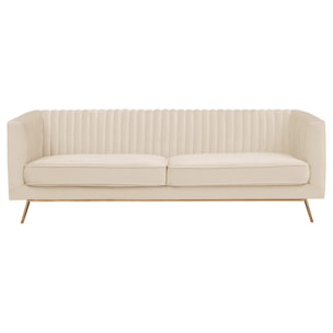 Canapé 3 places en velours beige - Gatsby