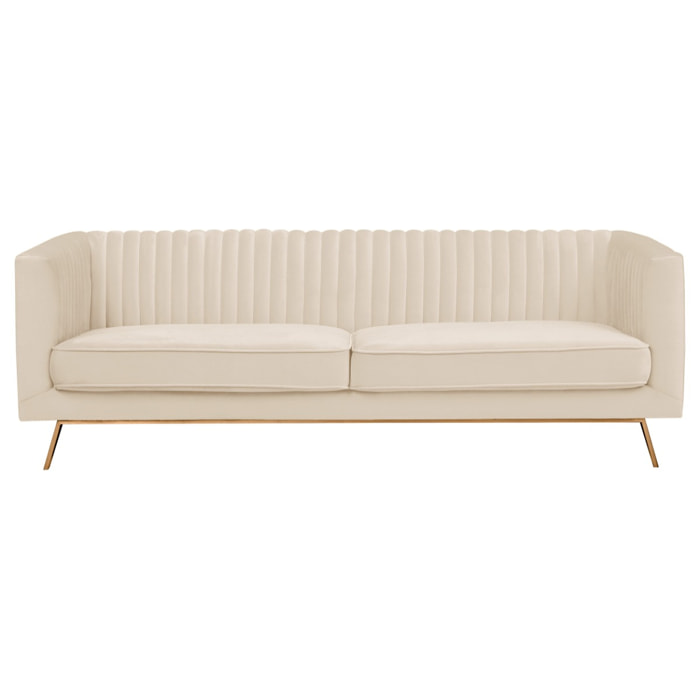 Canapé 3 places en velours beige - Gatsby