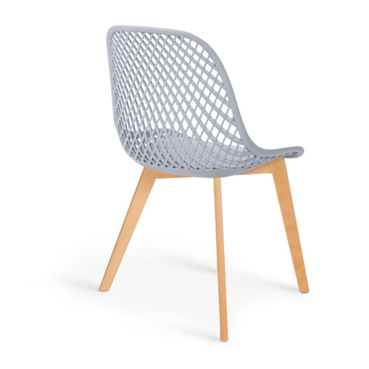 Chaises Maëlle assise ajourée mix de couleurs :  1x blanc, 1x gris foncé, 1x gris clair et 1x bleu canard - lot de 4