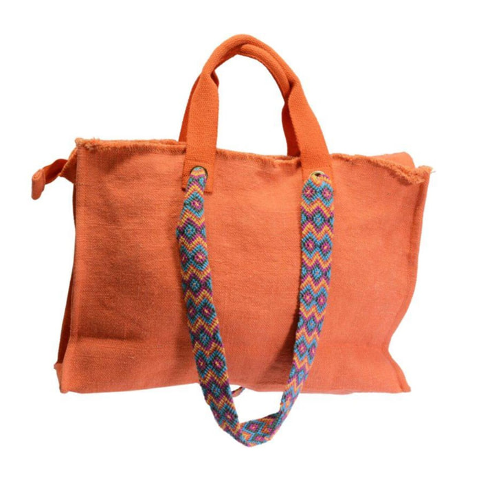 Borsa in juta arancione cm46xh32x14