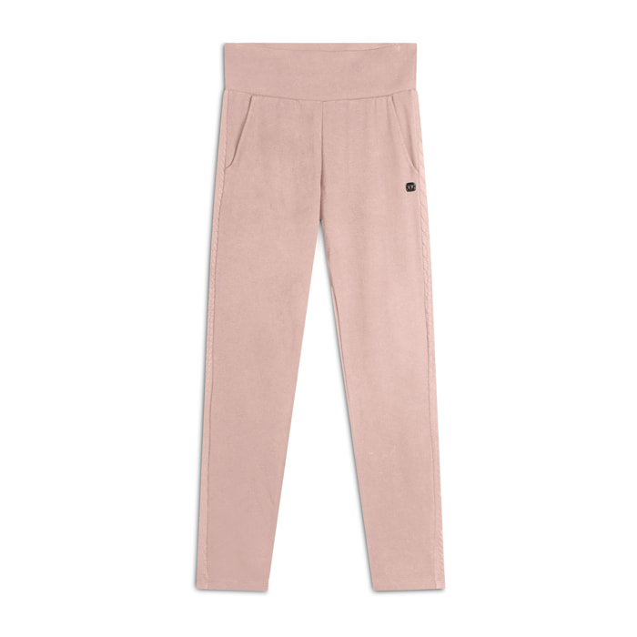 Pantalone donna in felpa viscosa con bande intrecciate