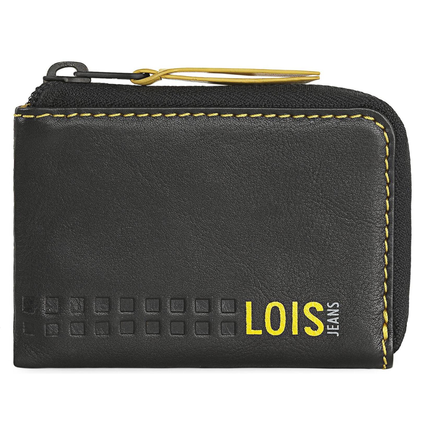 Monedero Piel Hombre Lois Temple Negro-Amarillo