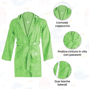 INTRECCI Accappatoio Bambino e Bambina, Accappatoio Spugna di Cotone, Assorbente, Morbido, per Pelli Sensibili, Certificato Oeko-Tex.