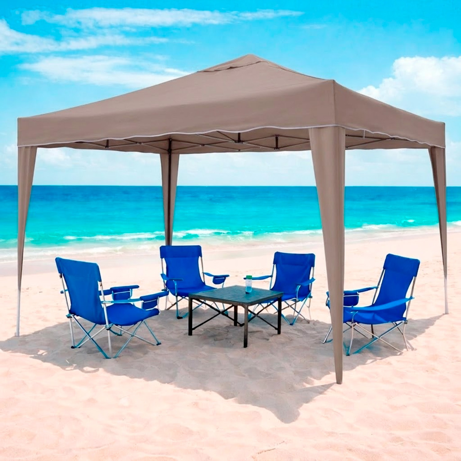 Gazebo Pieghevole 3x4 M in Acciaio con Telo Idrorepellente 160 g/m² Anti-UV Struttura Robusta Apertura Rapida con Borsa e 4 Sacche Tortora