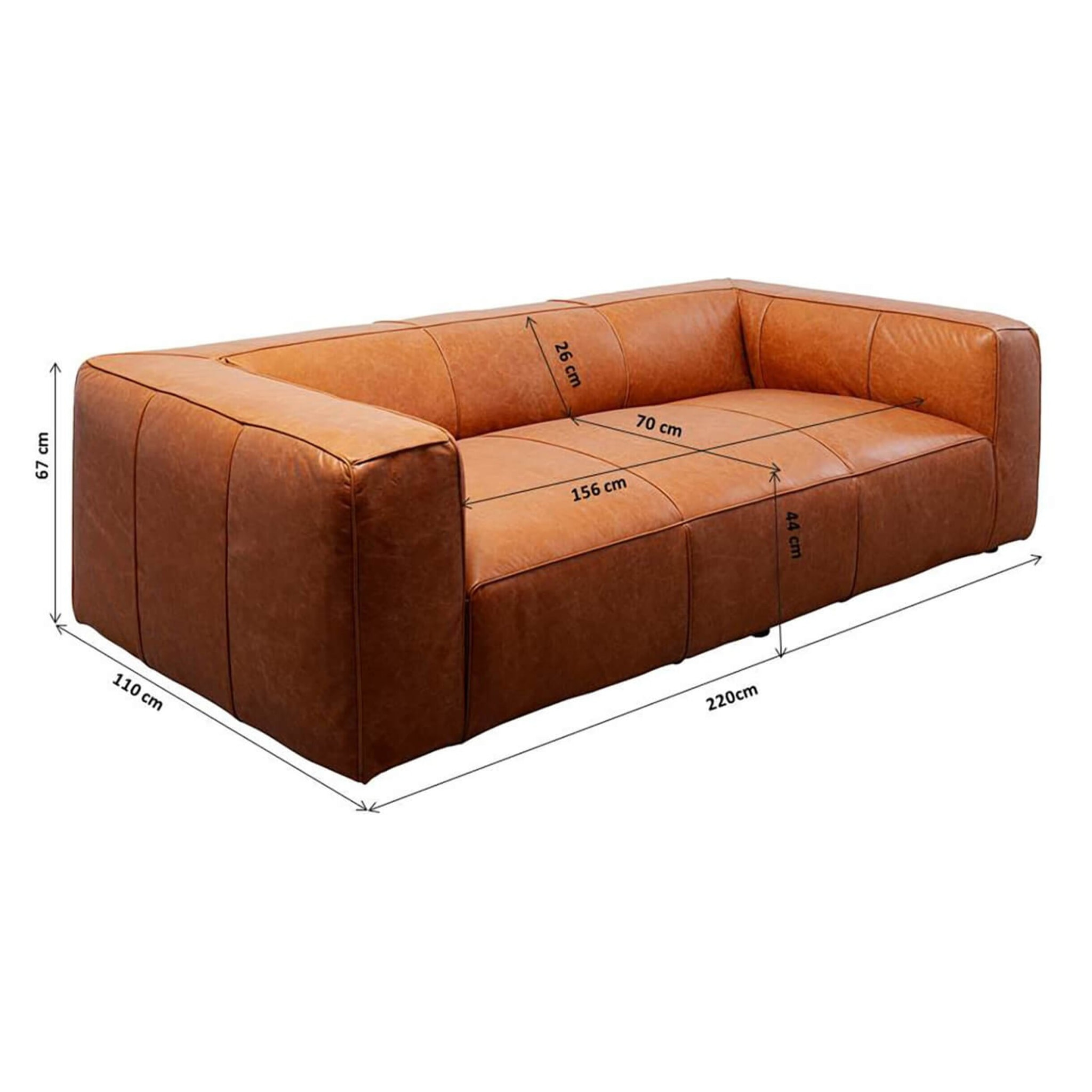 Canapé Cubetto 3 places marron clair Kare Design