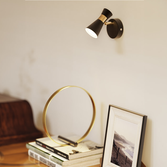 Forlight Eufo lampara aplique negro con acabado oro para bombilla GU10