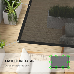 Outsunny Toldo Vela de Sombra Rectangular 3x2 m Toldo de Jardín Protección Solar 65% Transpirable y Anticongelante para Patio Terraza Balcón Negro