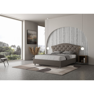 Lit sans sommier rembourré 160x210 similicuir cappuccino Langre