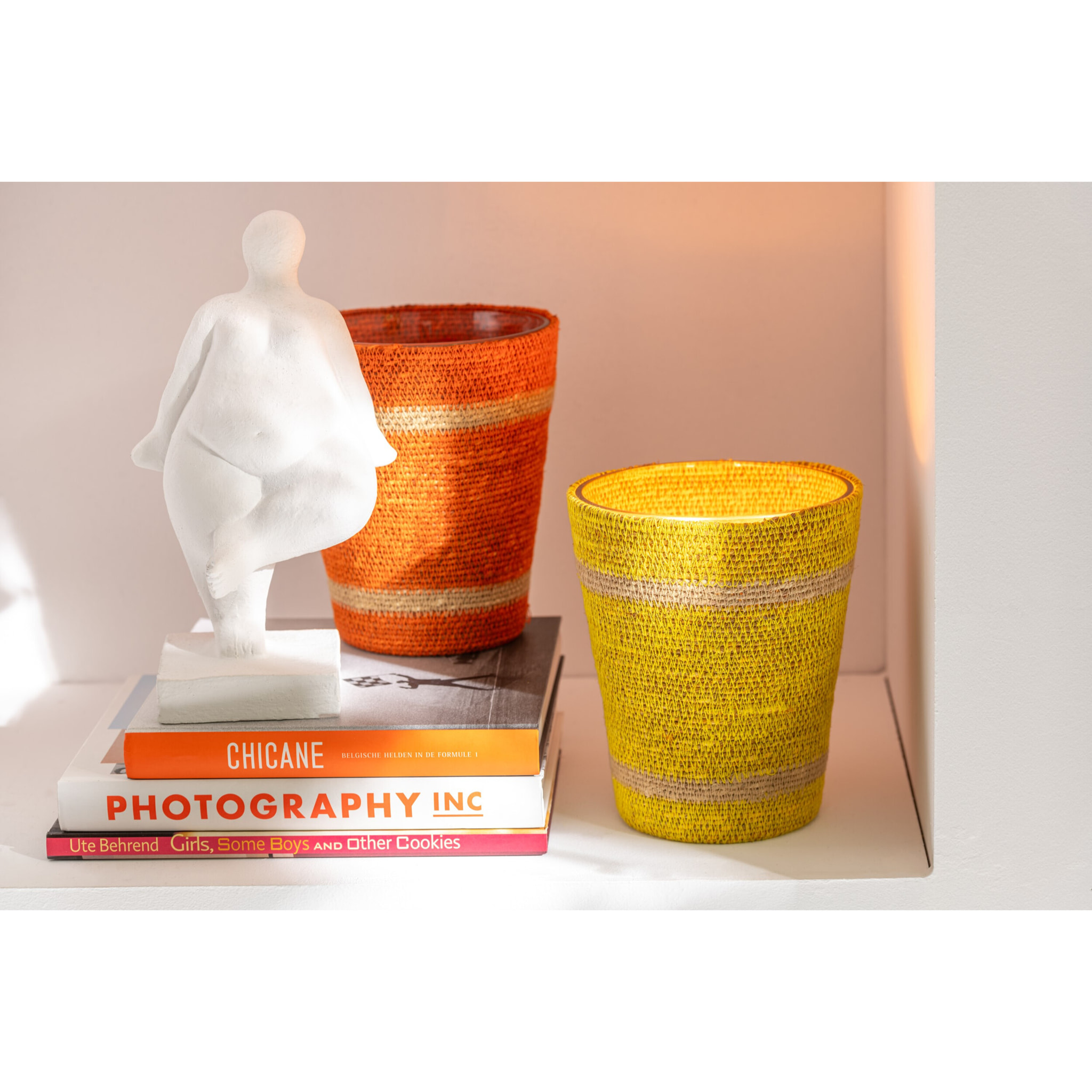 J-Line bougie parfumée Panier - Vanilla Escape - verre - orange - medium - 55H