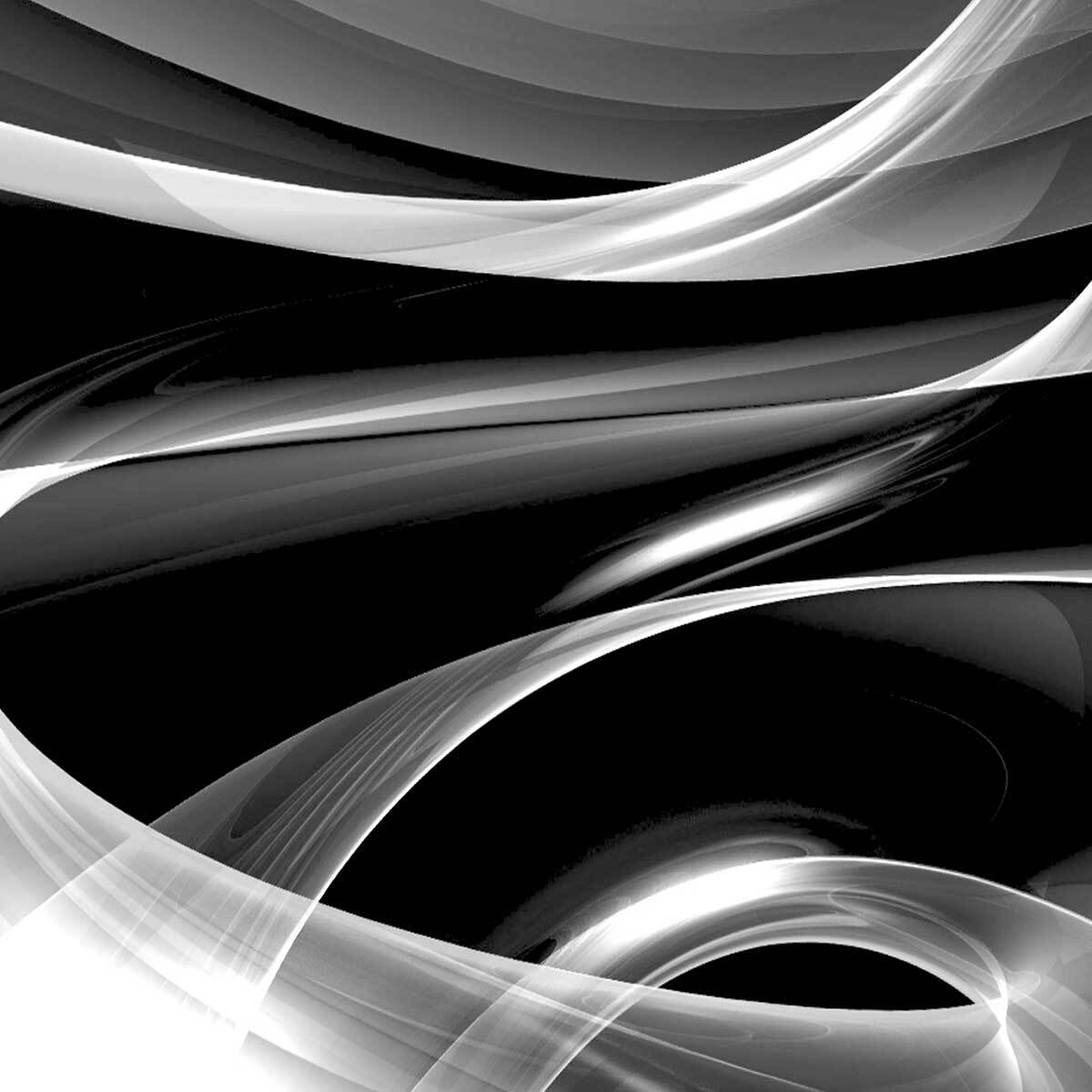 Affiche encadrée art abstrait noir et blanc fluide Affiche + cadre en métal - Noir