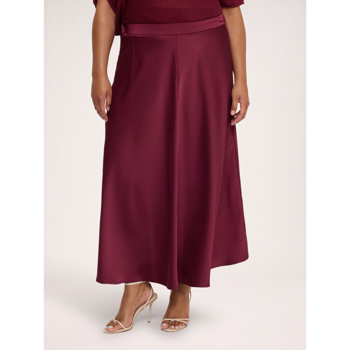 Fiorella Rubino - Gonna in raso stretch a linea ad A - Bordeaux