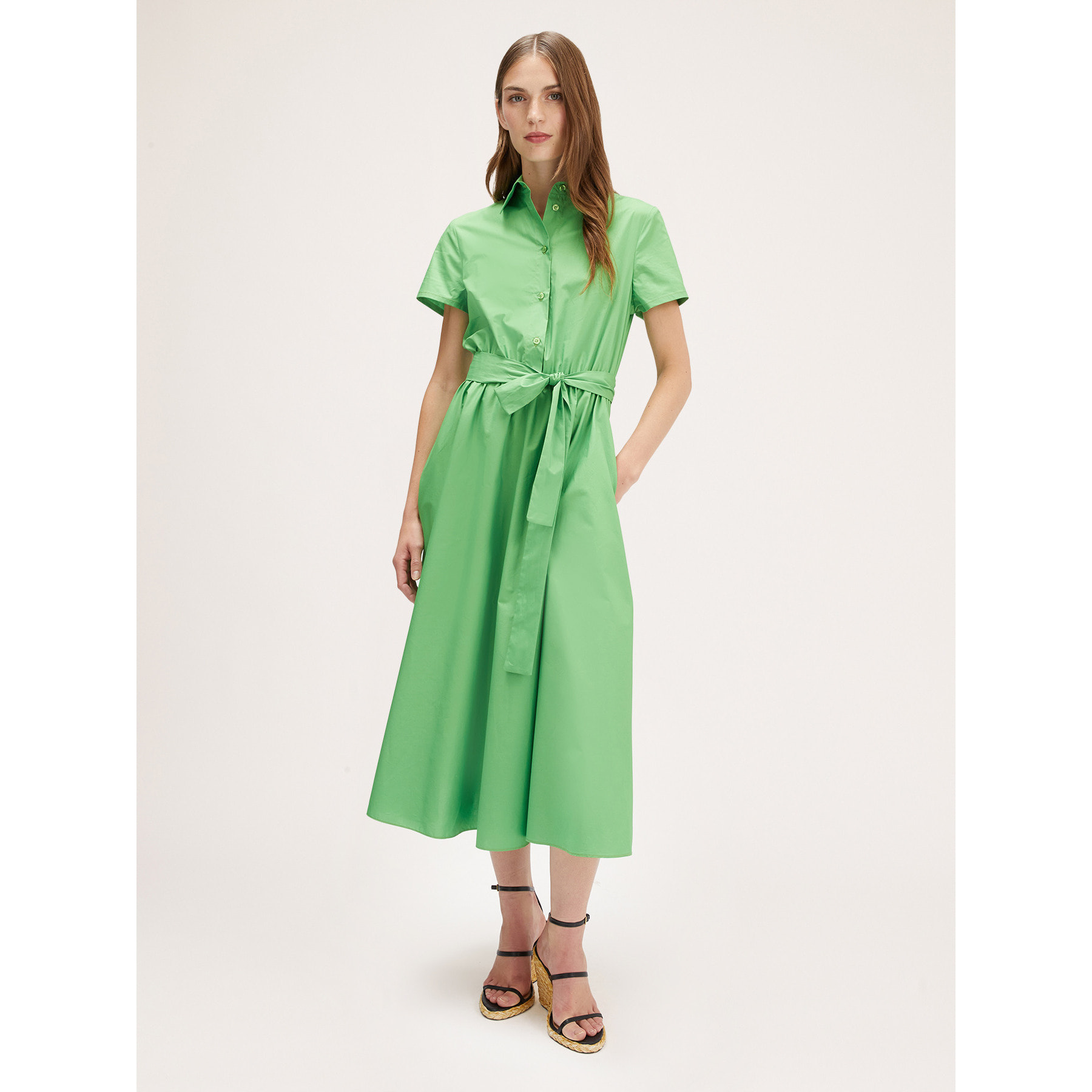 Motivi - Vestido camisero de algodón - Verde claro