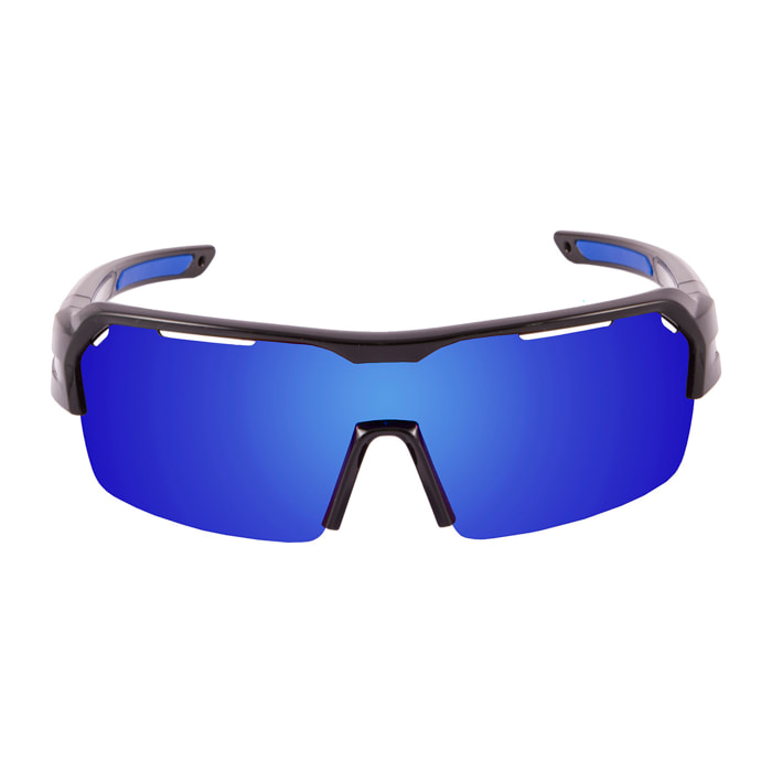 Gafas de deportes acuáticos OCEAN RACE - Negro mate / Revo azul y plaquetas y puntas azules