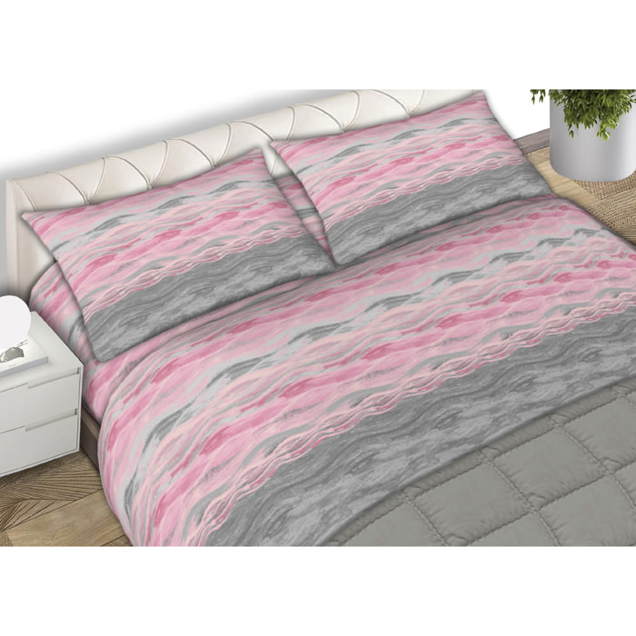 Completo Lenzuola 100% Cotone Disegno Pretty Rosa CN