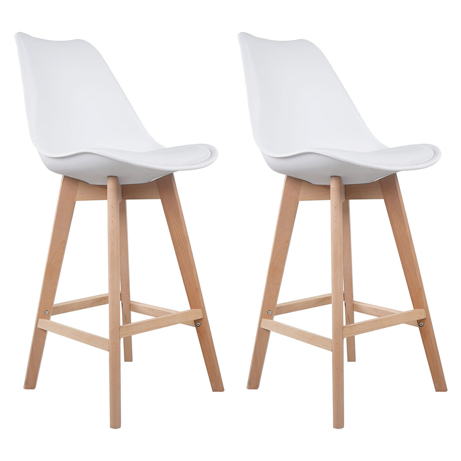 Lot de 2 tabourets scandinaves SVEN blanc avec coussin