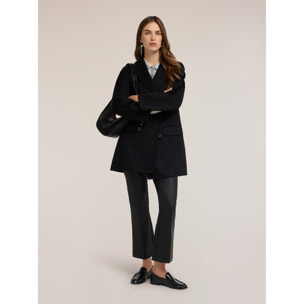 Motivi - Cappotto doppiopetto in double misto lana - Nero