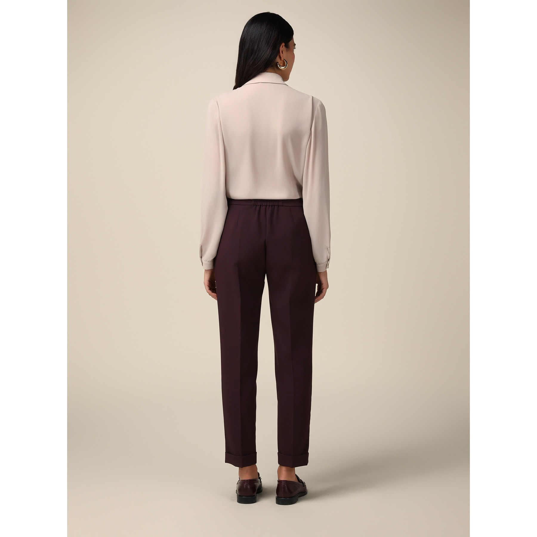 Oltre - Regular-fit viscose blend trousers - Burgundy