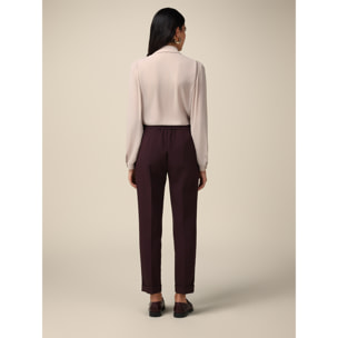 Oltre - Regular-fit viscose blend trousers - Burgundy