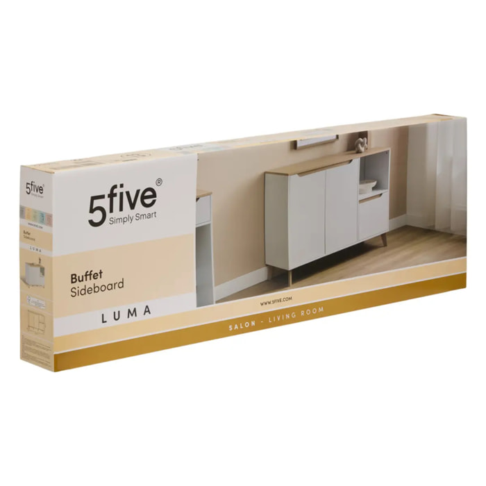 Buffet Luma rectangulaire 40x120cm 2 portes 1 tiroir blanc