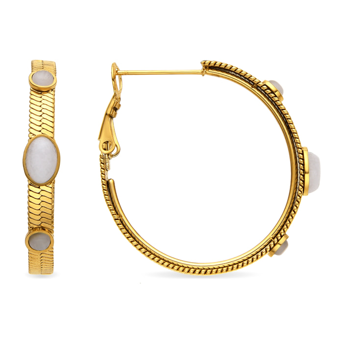 Pendientes con Madreperla Blanca acabado oro 18k