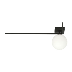 Lampada da soffitto IMAGO in acciaio nero e vetro opalino
